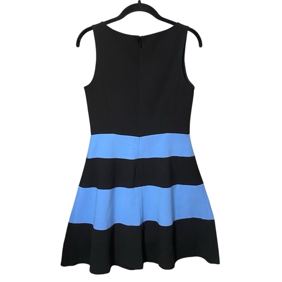 Ann Taylor LOFT Fit & Flare Dress Size 0 Black Blue Colorblock Retro Chic - Picture 3 of 6